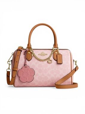 New Coach Medium Rowan Powder Pink Satchel in Signature Canvas Limited Edition